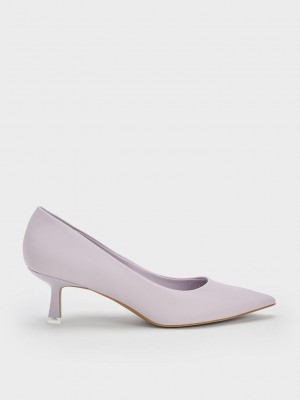 Charles & Keith Emmy Spool Heel Pumps Morados | 3726019-EK