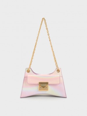 Charles & Keith Eudora Swirl-Print Sculptural Bag Pearl | 9604378-HA