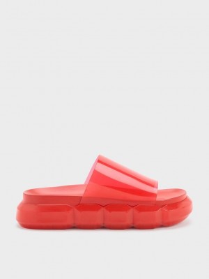 Charles & Keith Fia See-Through Chanclas Sandals Rojos | 8420163-PV