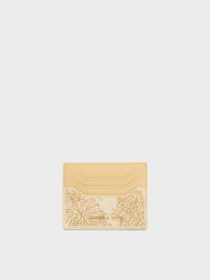 Charles & Keith Floral Illustrated Lona Card Holder Beige | 6804927-FT