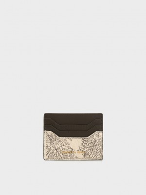 Charles & Keith Floral Illustrated Lona Card Holder Azules | 7356914-SA