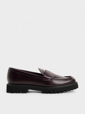 Charles & Keith Fornido Penny Loafers Vino | 3072586-VI