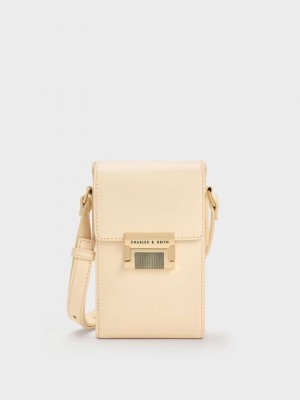 Charles & Keith Freida Metallic Accent Elongated Pouch Beige | 2754816-WE