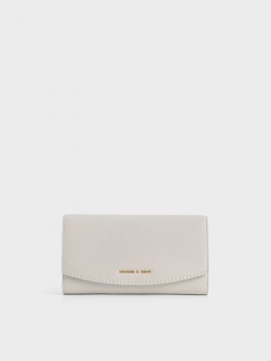 Charles & Keith Front Flap Long Wallet Grises Claro | 4809327-DC
