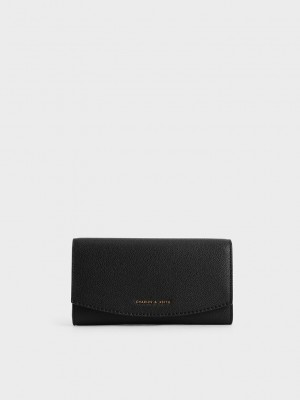 Charles & Keith Front Flap Long Wallet Negros | 2914378-KW
