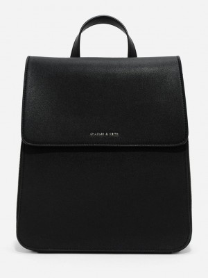 Charles & Keith Front Flap Structured Backpack Negros | 5491268-UW