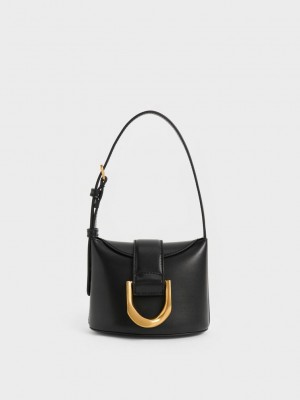 Charles & Keith Gabine Bucket Bag Negros | 0163872-HM