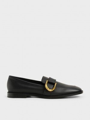 Charles & Keith Gabine Buckled Cuero Loafers? Negros | 3789426-UE