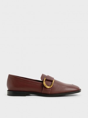 Charles & Keith Gabine Buckled Cuero Loafers? Marrom | 8402796-TJ