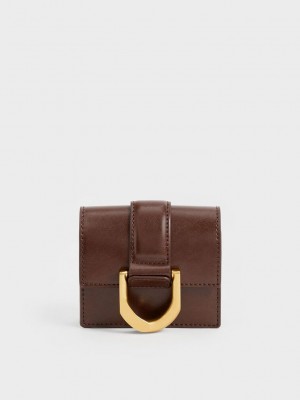 Charles & Keith Gabine Chain-Link Card Holder Chocolate | 3857162-ZV
