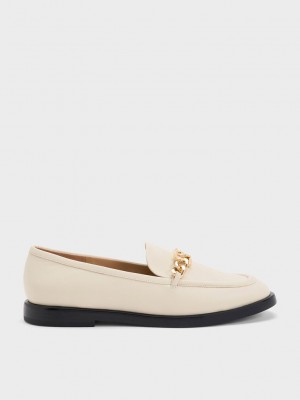Charles & Keith Gabine Chain-Link Cuero Loafers Rosas | 7481306-CZ