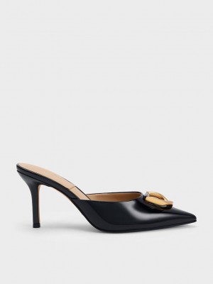 Charles & Keith Gabine Charol Cuero Mules Negros | 7280319-UN