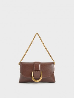 Charles & Keith Gabine Crossbody Bag Marrom Oscuro | 6279350-RE