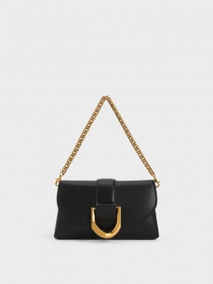Charles & Keith Gabine Crossbody Bag Negros | 0357682-YJ
