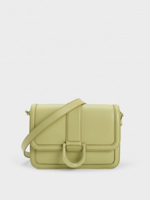 Charles & Keith Gabine Cuero Crossbody Bag Verdes | 9130284-OZ