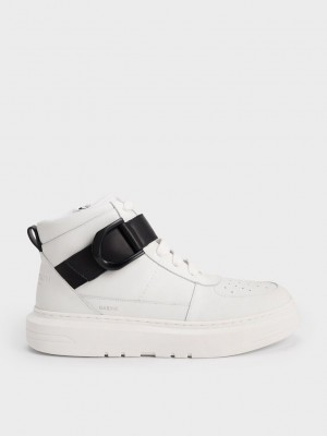 Charles & Keith Gabine Cuero High-Top Sneakers Negros | 7089643-EA