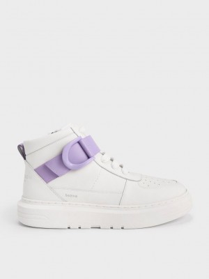 Charles & Keith Gabine Cuero High-Top Sneakers Morados | 0817629-PX