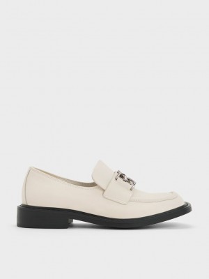 Charles & Keith Gabine Cuero Loafers Rosas | 6954138-BX