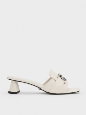 Charles & Keith Gabine Cuero Tacón Mules Rosas | 6857301-OP