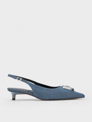 Charles & Keith Gabine Denim Destalonadas Pumps Azules | 7835092-EN