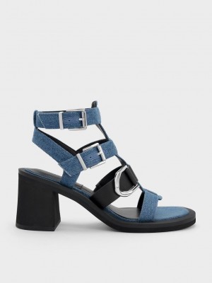 Charles & Keith Gabine Denim Gladiator Sandals Azules | 0852791-UV