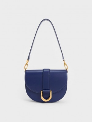 Charles & Keith Gabine Saddle Bag Azul Marino | 8217563-NW
