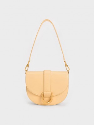 Charles & Keith Gabine Saddle Bag Beige | 2564103-SC