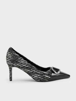 Charles & Keith Gabine Tweed Puntera-Cap Pumps Multicolor | 6147025-CO