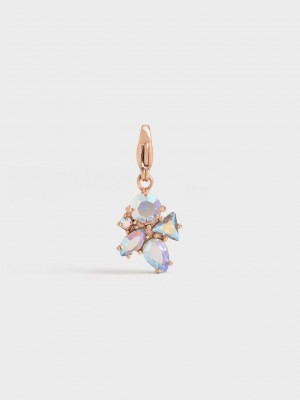 Charles & Keith Gem-Embellished Charm Rosas Dorados | 2396158-RO