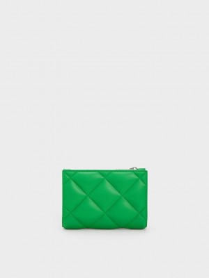 Charles & Keith Gemma Acolchado Card Holder Verdes | 0971542-ON