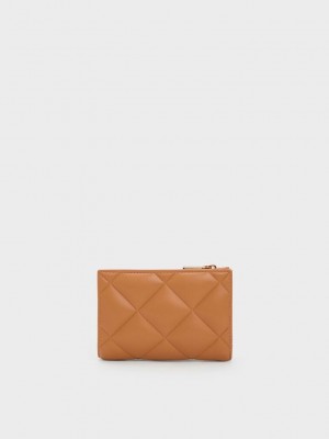 Charles & Keith Gemma Acolchado Card Holder Chocolate | 2530861-QG