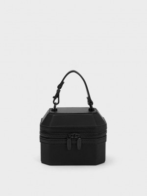 Charles & Keith Geometric Boxy Top Handle Bag Negros | 7386142-EF