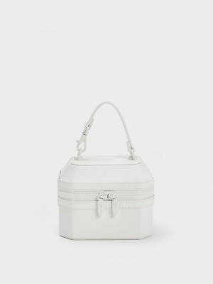 Charles & Keith Geometric Boxy Top Handle Bag Blancos | 0869437-KF