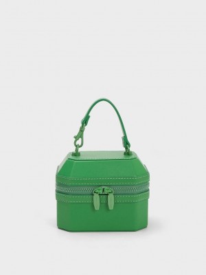 Charles & Keith Geometric Boxy Top Handle Bag Verdes | 0215947-LS