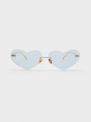 Charles & Keith Heart-Shaped Cat-Eye Sunglasses Azules | 2754869-MC