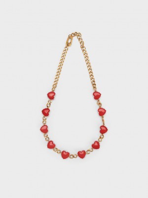 Charles & Keith Heart Motif Choker Necklace Rojos | 4986217-WL