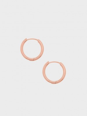Charles & Keith Hoop Earrings Rosas Dorados | 3572046-EX