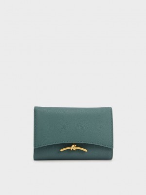 Charles & Keith Huxley Metallic-Accent Front Flap Wallet Turquesa | 1285076-OA