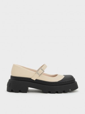 Charles & Keith Indra Two-Tone Plataforma Mary Janes Rosas | 9528701-LG