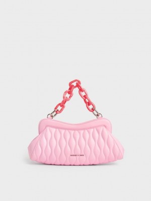 Charles & Keith Iva Acrylic Handle Clutch Rosas | 9134287-GL