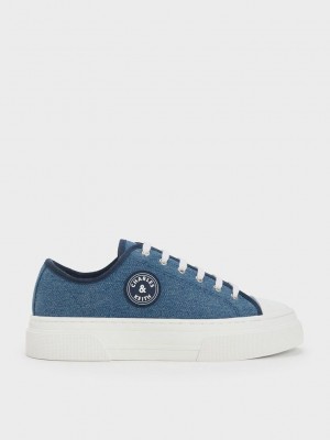 Charles & Keith Kay Denim Low-Top Sneakers Azules | 5716432-EB