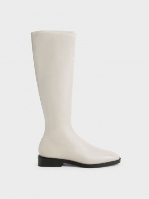 Charles & Keith Knee High Planos Boots Rosas | 5192837-GS