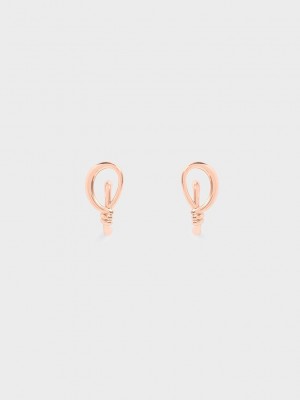 Charles & Keith Knotted Stud Earrings Rosas Dorados | 7109235-AC