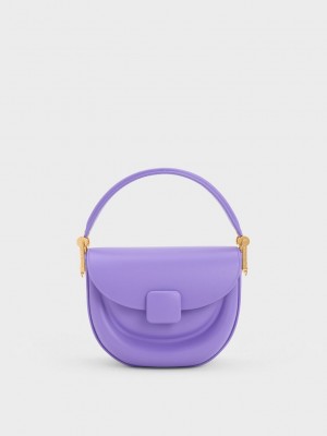 Charles & Keith Koa Half-Moon Saddle Bag Morados | 0462375-IK