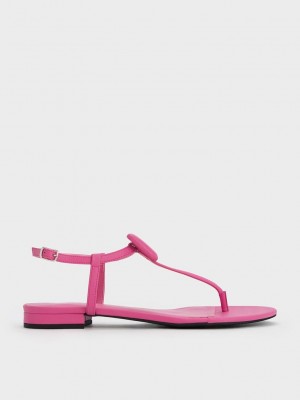 Charles & Keith Koa Tanga Sandals Rosas | 2605374-KT