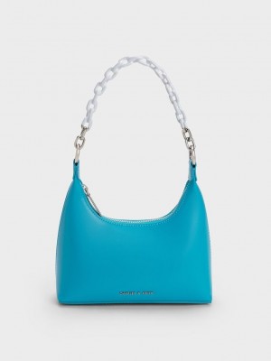 Charles & Keith Koi Chain Handle Shoulder Bag Ocean | 2538061-KH