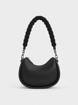 Charles & Keith Lana Curved Shoulder Bag Negros | 8340567-CN