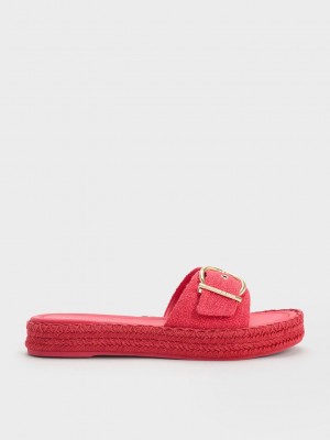 Charles & Keith Linen Buckled Alpargata Planos Sandals Fucsia | 7965213-KP