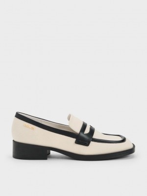 Charles & Keith Lona Cut-Out Penny Loafers Negros | 0843719-NC