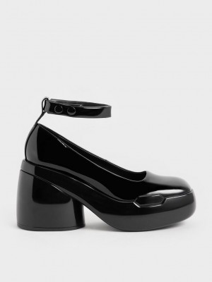 Charles & Keith Lula Charol Fornido Heel Pumps Negros | 2806314-ZL
